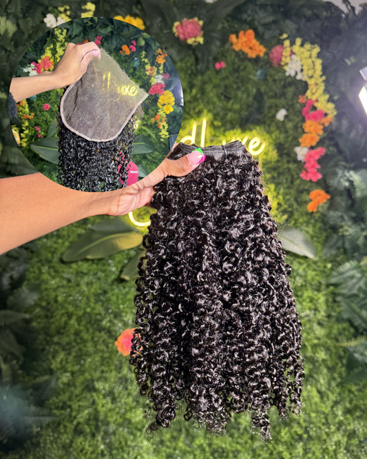 Kinky Curly Bundle Deal w/ HD Lace Closure (MTO)