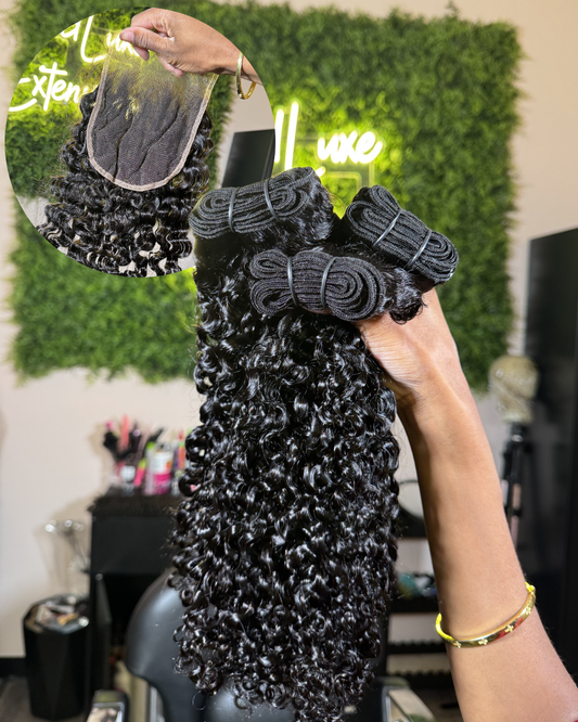 Pineapple Curly Bundle Deal w/ HD Lace Closure (MTO)