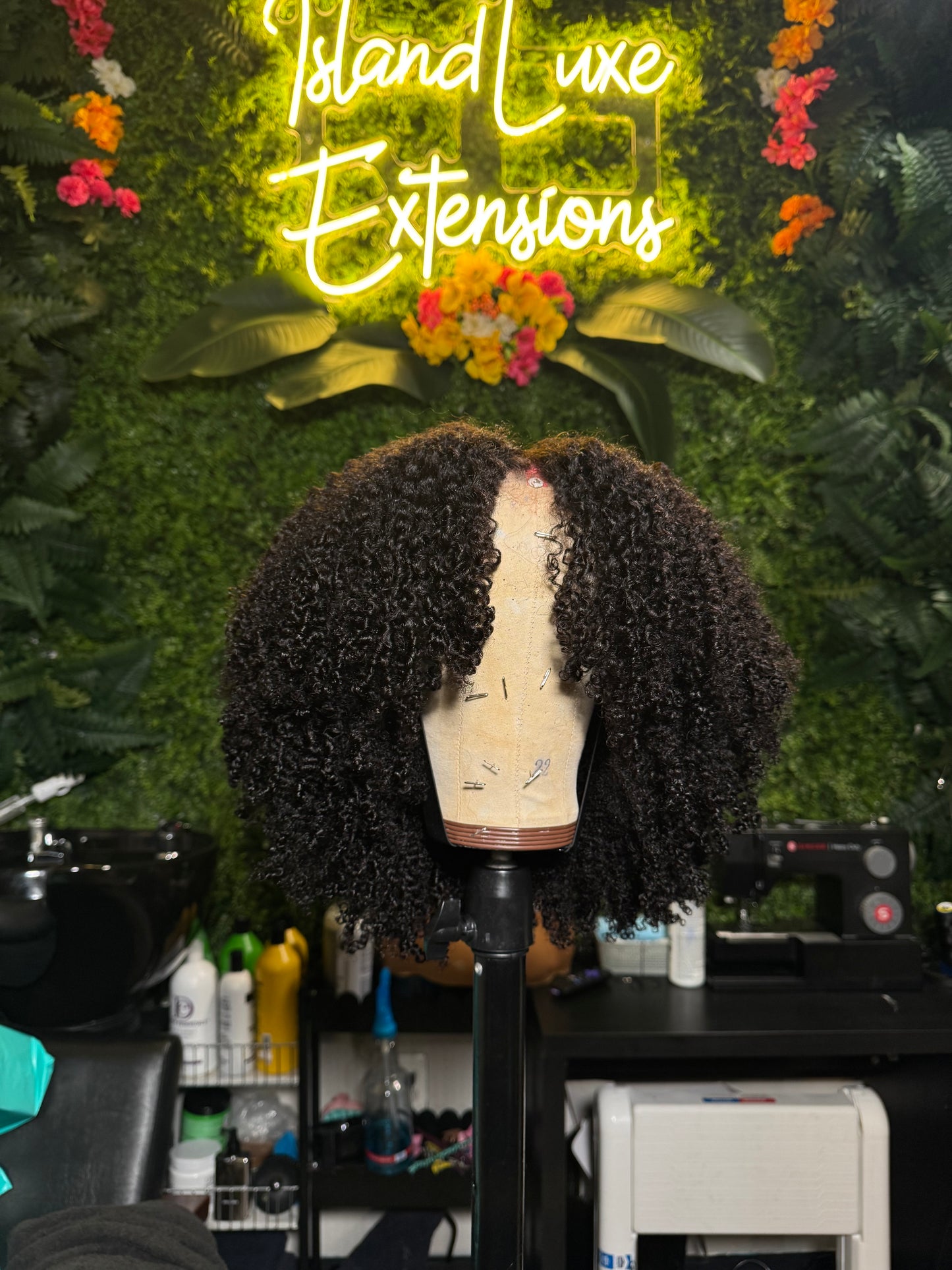Round Curly Cut V/U -Part Wig (Handmade)